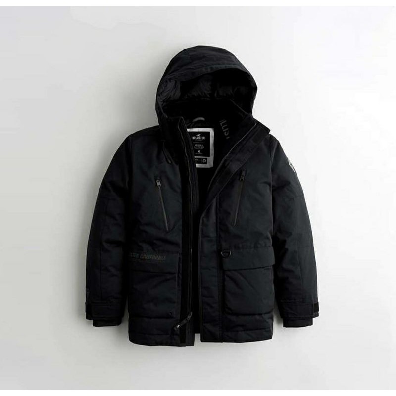 Jaket Winter Musim Dingin HOLLISTER Ski Jacket Black Original