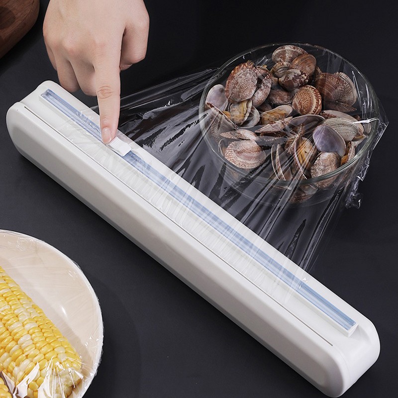 1PCS Kitchen Plastic Foil Cling Film Wrap Storage Dispenser Cutter