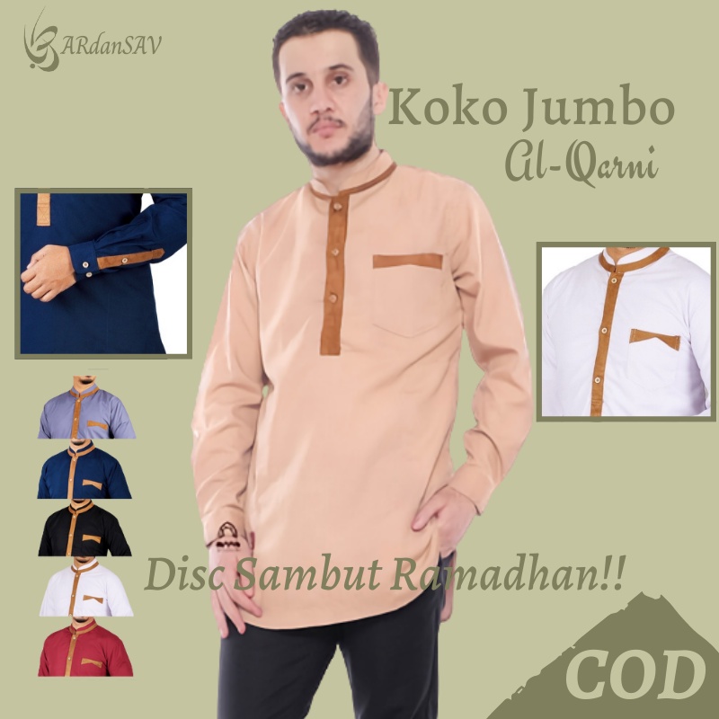 BAJU KOKO JUMBO PRIA DEWASA LENGAN PANJANG TERBARU 2024 PREMIUM WARNA HITAM BIRU NAVY PUTIH MAROON C