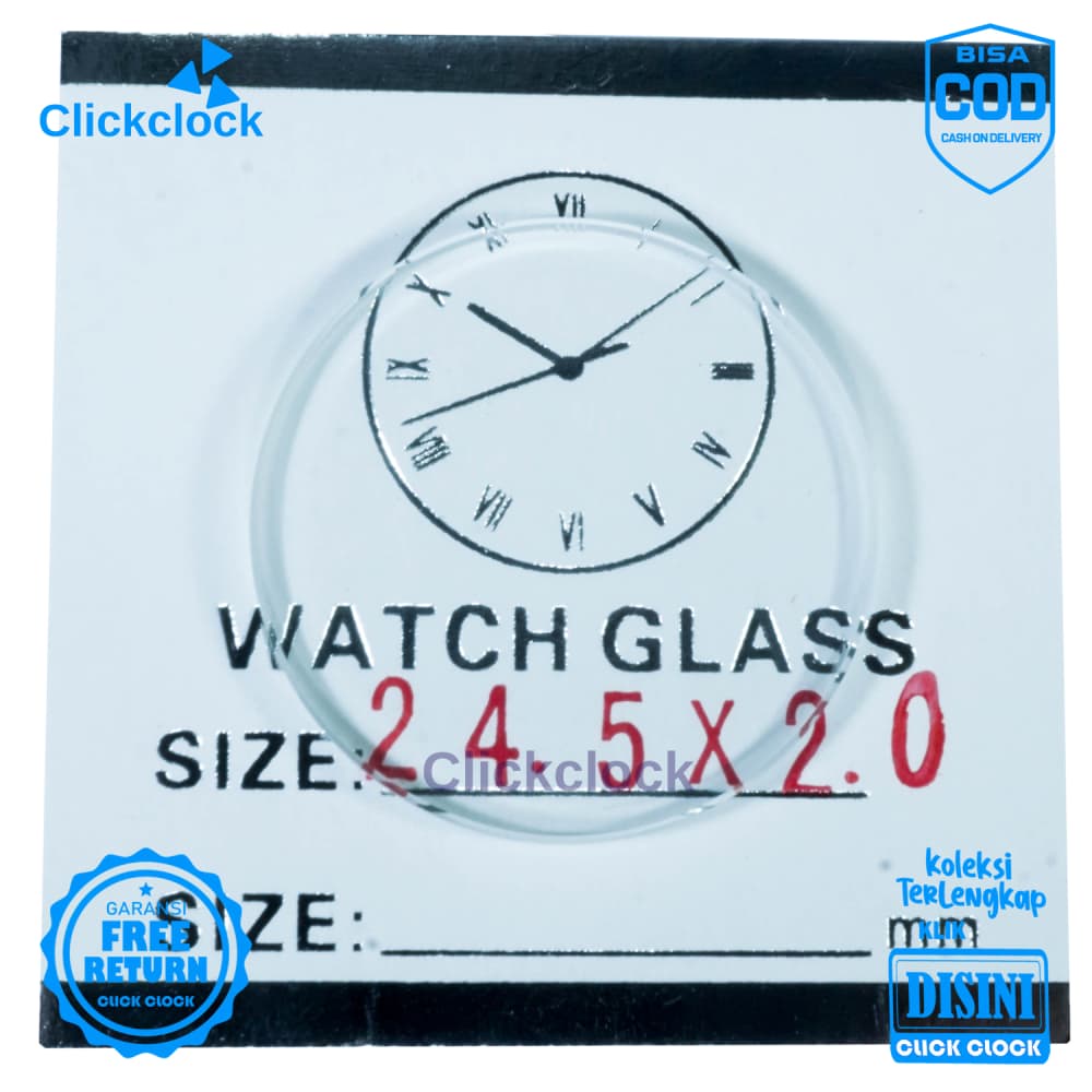 Kaca Jam Kaca Bahan Watch Glass PNC-245 Murah 2,45 cm