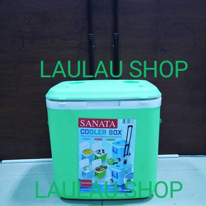 COOLER BOX SANATA 37 LITER / TEMPAT ES DENGAN GAGANG TARIKAN DAN RODA / COOL BOX KOTAK PENDINGIN MAKANAN