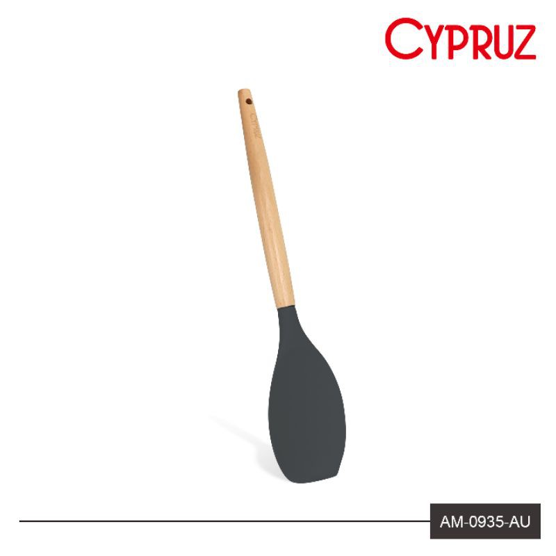 AM 0935 spatula silikon gagang kayu ABU cypruz