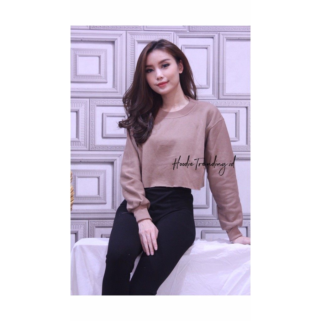 Hoodietrending - [Cod] Sweater Crop Wondrous Tumblr 14 Warna Allsize & Oversized Korean Style Terlaris-MOCCA