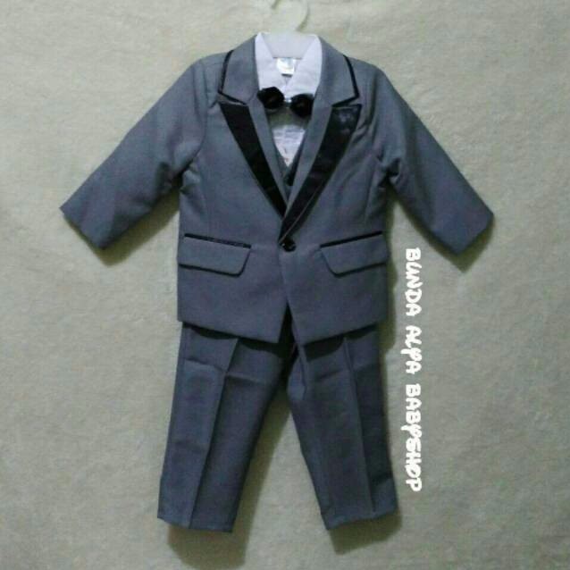 Jas Anak Laki 8in1 Usia 1 2 3 7 8  Tahun Premium ABU - Setelan Pesta Anak Cowok Dasi Kupu V Keren Casual Set Lengkap Banget