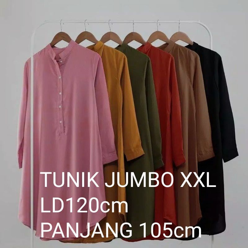 TUNIK JUMBO/TUNIK MUSLIMAH/TUNIK JUMBO LD120&amp;102/PANJANG 105/BIG SIZE/MOSCEPE IMPORT PREMIUM/TUNIK TERLARIS/TUNIK BRILLIE/REALPICT