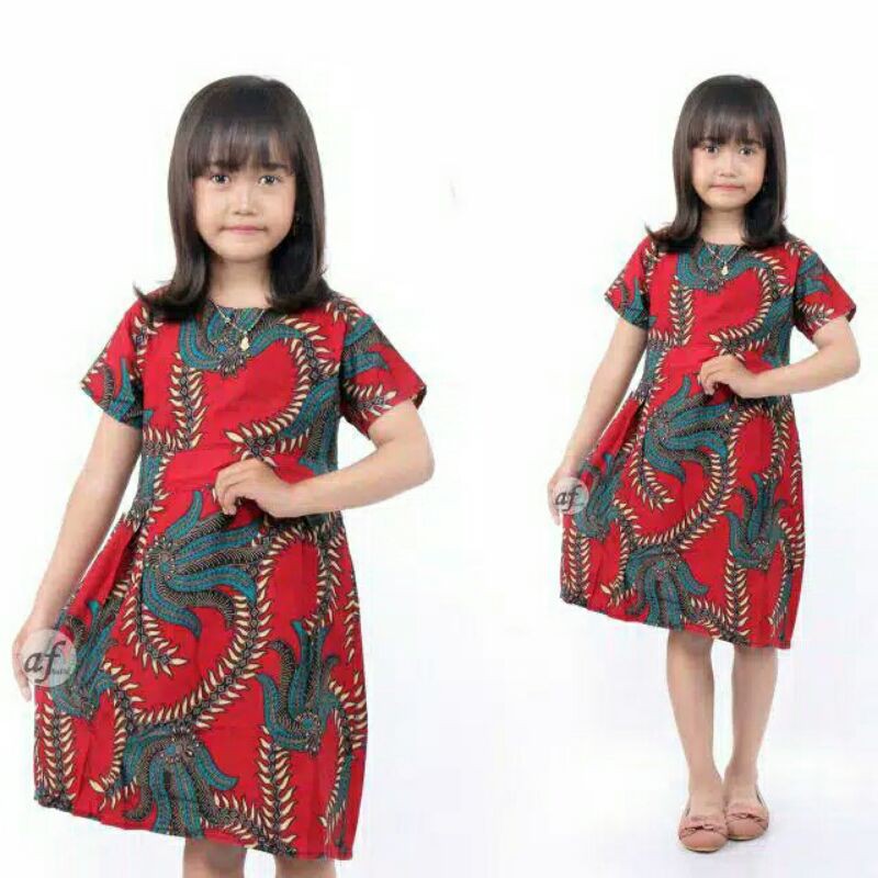 Dress batik Anak usia 2 sampai 9 Tahun - Motif batik bervariasi - batik Anak Harga ecer bisa COD