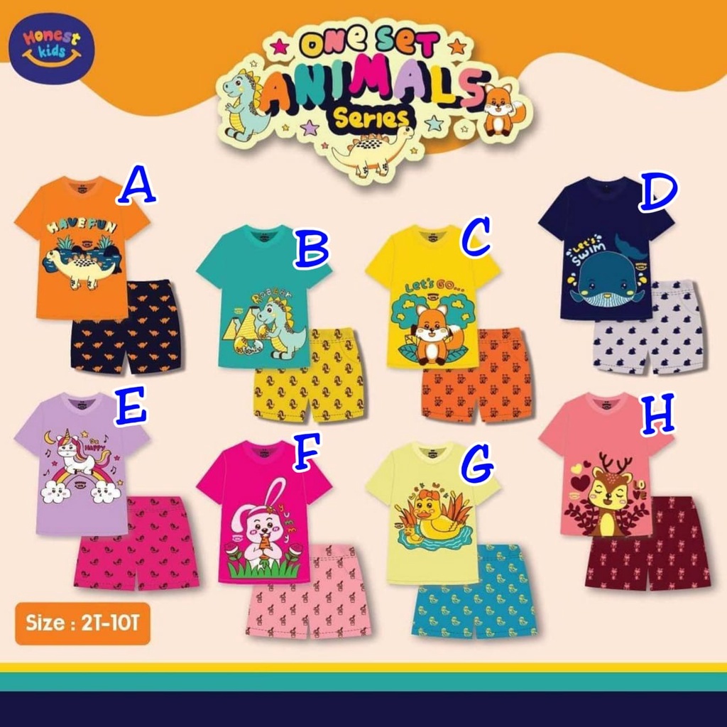 SETELAN ANAK UNISEX ANIMAL SERIES USIA 2-10 TAHUN