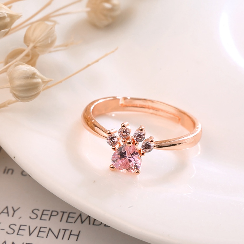 Hu Hu Hu Hu Hu Alat Bantu Pasang Kacamata♡ Cincin Wanita Model Terbuka Bahan Alloy Desain Cakar Kucing Adjustable Untuk Pesta