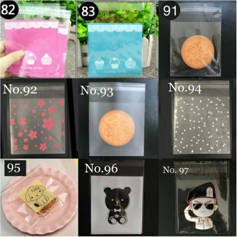 

PC10 Plastik Perekat Roti, Bolu, Kue Cookies, Macaron dll PC 10*10 OPP - No82