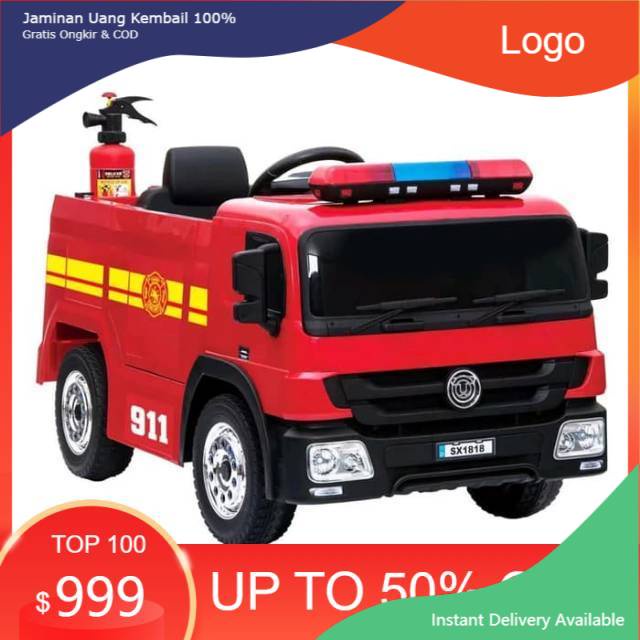 Mainan Anak Mobil Aki Pliko Fire Truck PK 9528 Pemadam Kebakaran (Khusus Indah Cargo)