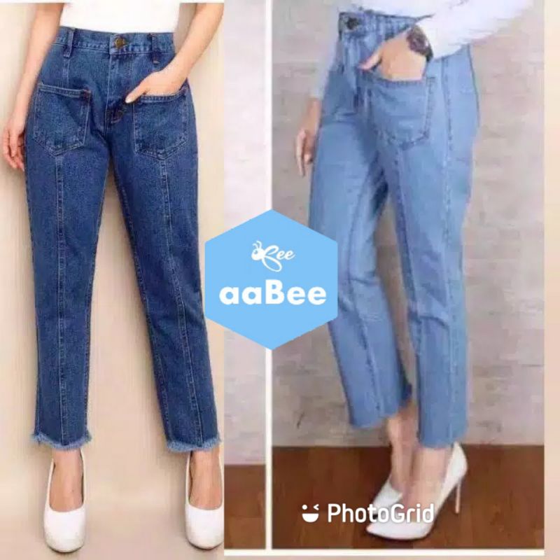 BAGGY POCKET JEANS RAWIS / BAGGY WANITA / JEANS WANITA / CELANA BAGGY BOYFRIEND