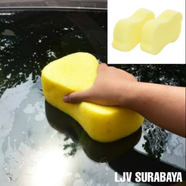 Sponge Busa Cuci Mobil Motor Piring Kuning 8 Busa Foam Wash Tebal Spon