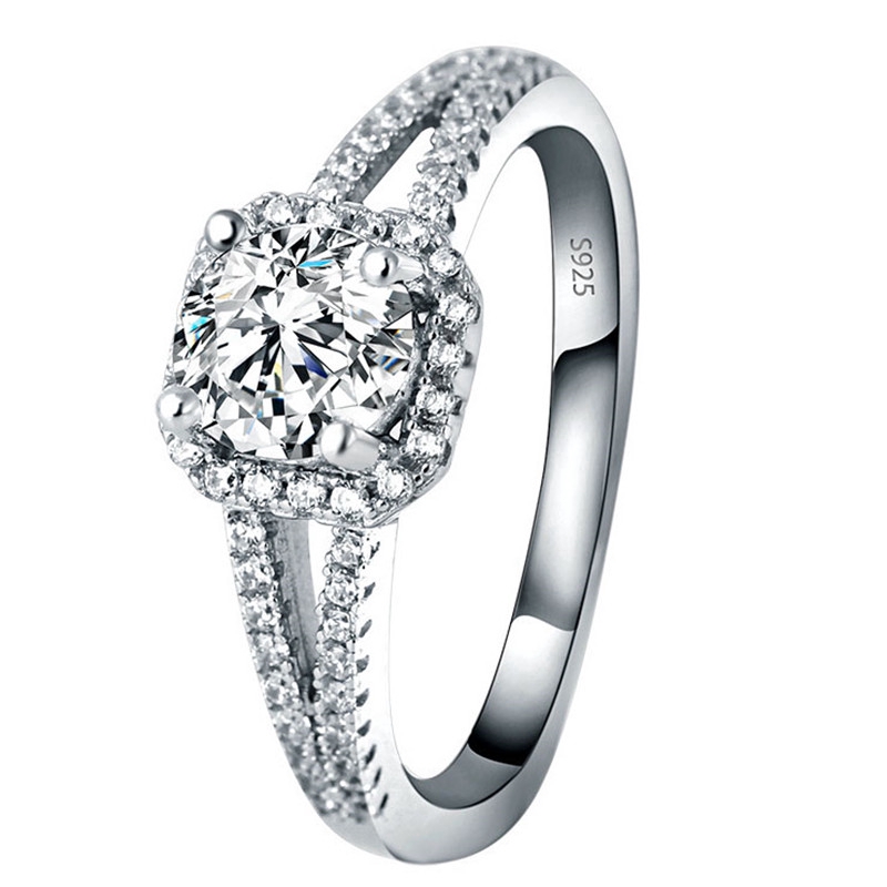 Cincin Perak Mewah Bertatahkan Berlian Perhiasan