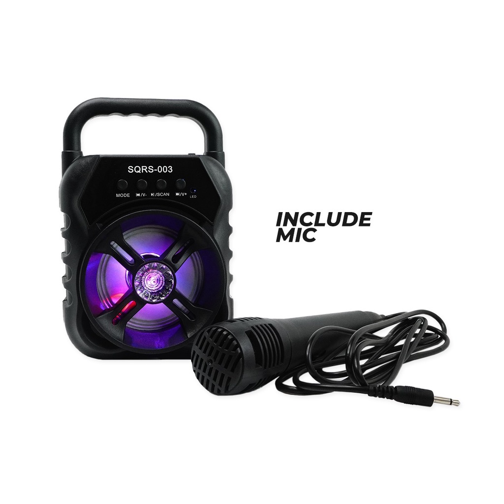 BLUETOOTH SPEAKER SUPER BASS 3 INCH FREE MIC KARAOKE FM SQRS 003