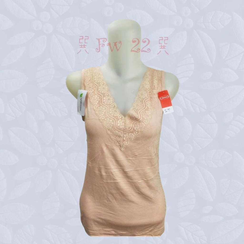 Tanktop Sorex 5013 Berbahan Katun Bambu dengan Leher V Neck dan Berenda