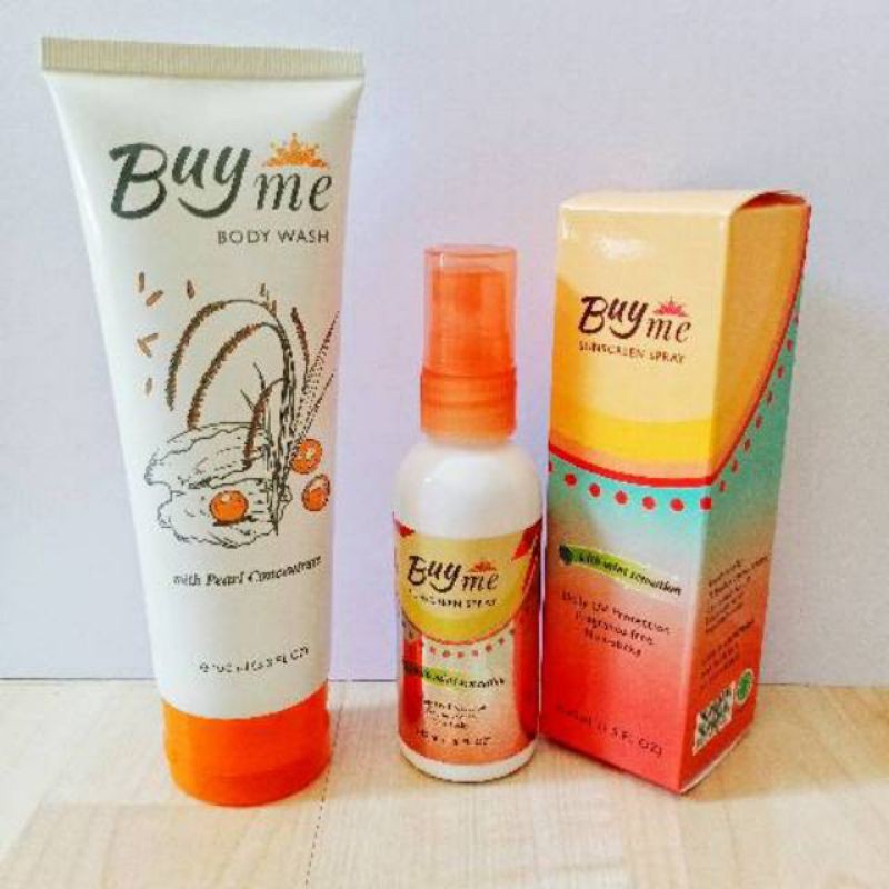 PAKET 2 IN 1 BUYME BUY ME SUNSCREEN SPRAY + BODY WASH ORIGINAL BPOM HALAL