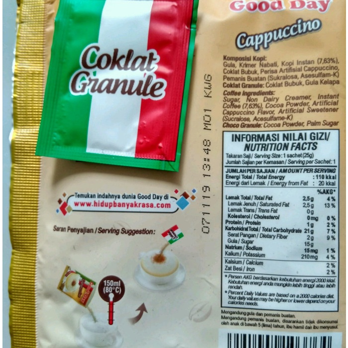 

Ds0Ds1D Good Day Cappucino Renceng (10 Sachet) Ds20X11