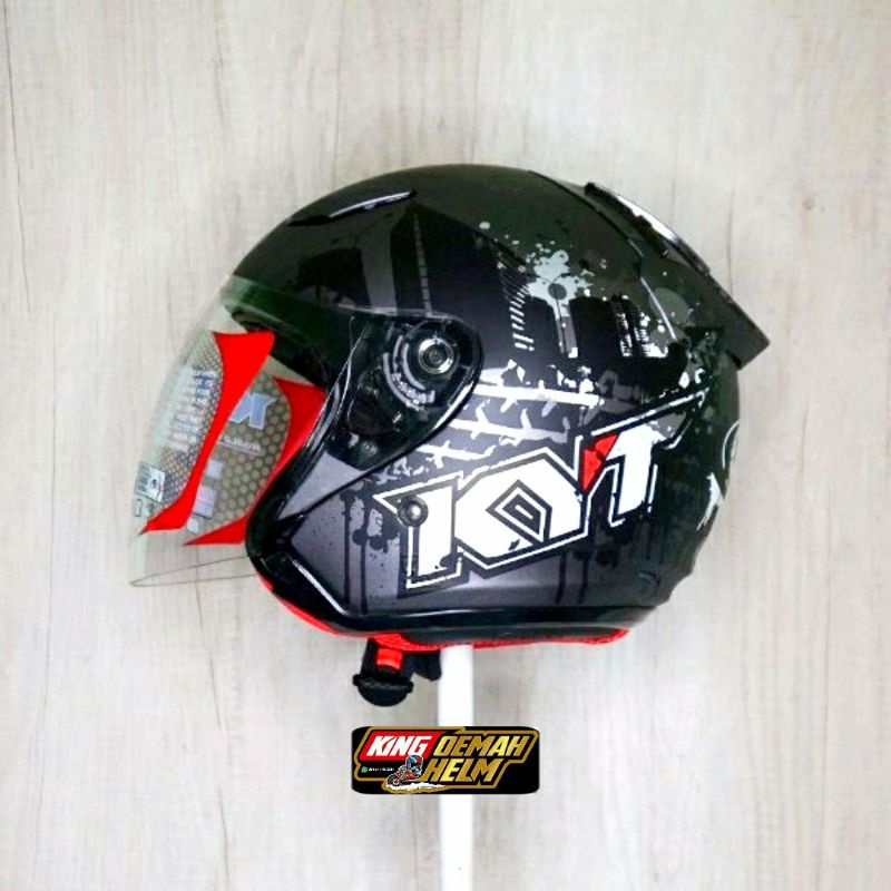 HELM KYT DJ MARU MOTIF 10 GUNMETAL DOFF HELM HALF FACE KYT DJMARU MOTIF MURAH HELM TOURING KYT ORI