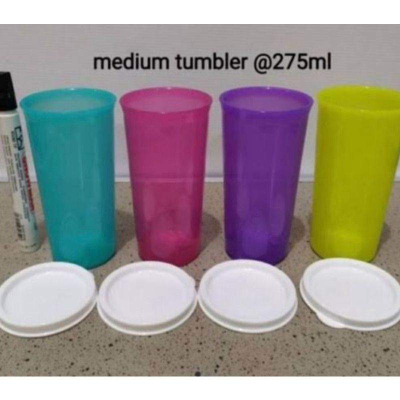 Medium Tumbler @  275ml Tupperware Original - Promo Gelas Botol Minum Plastik - Pink Ungu Kuning Tos