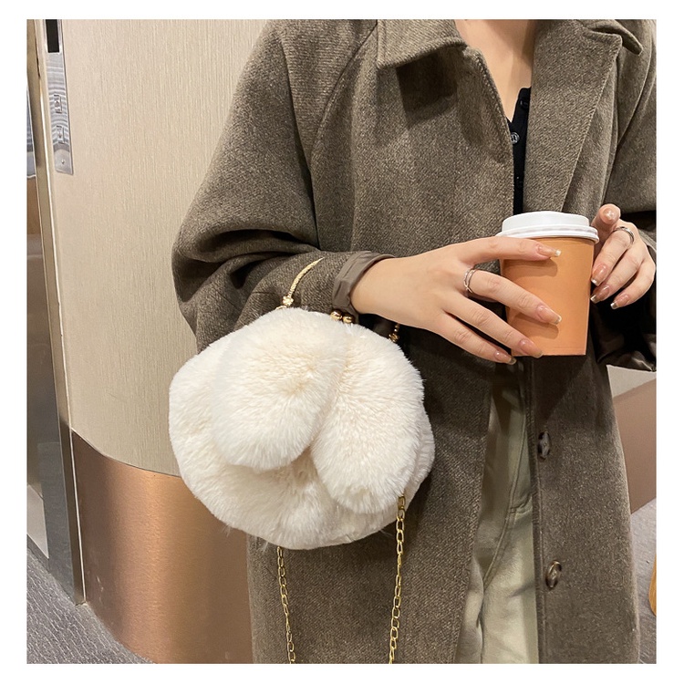 [littlecrab] Tas Wanita Korea Bulu Telinga Kelinci Tas Lembut Lucu Korean Style Tas Selempang Bulu Unik Berkualitas