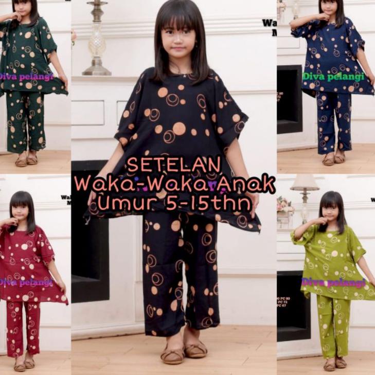 ONE SET ANAK PEREMPUAN / SETELAN ANAK WAKA WAKA / MALA SET / ANAK PEREMPUAN UMUR 5-15thn [DBS.02Jl22