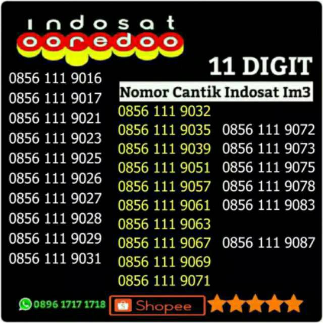 NOMOR CANTIK INDOSAT IM3 11 DIGIT O856 111 9xx