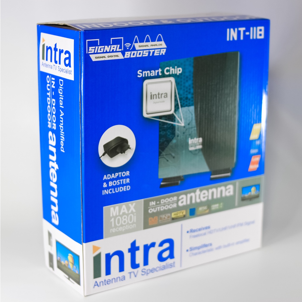 Antena Intra Int-118 Analog &amp; digital Digital Outdoor n Indoor TV LCD LED / Free Kabel Antena dan ack INT 118
