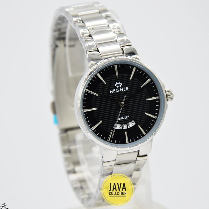 Bagus Jam Tangan Wanita Hegner 5025 Silver Black Original Bergaransi