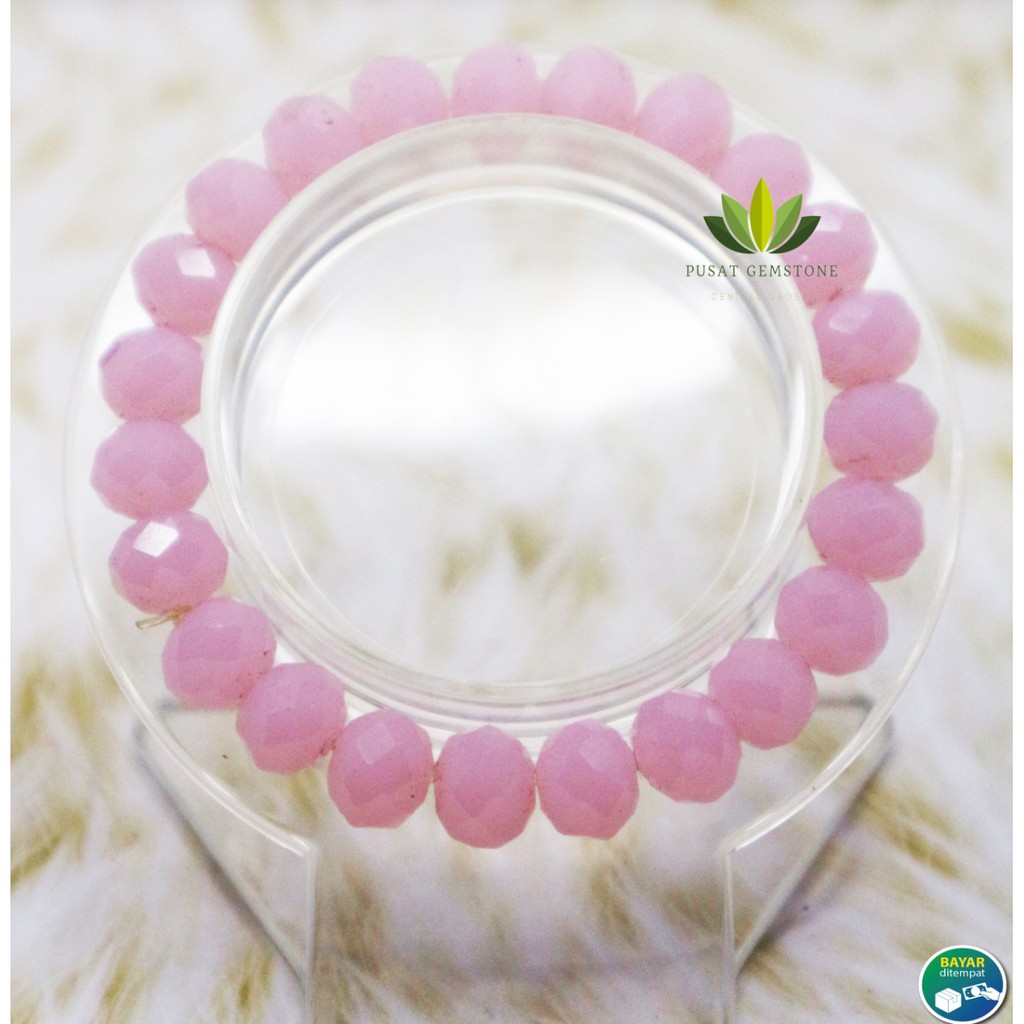 Gelang Batu Kristal Pink Rose Quartz