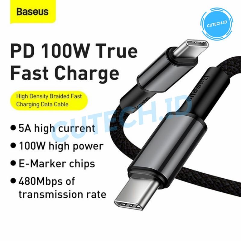 BASEUS KABEL DATA HIGH DENSITY TYPE C TO TYPE C PD FAST CHARGING 100W