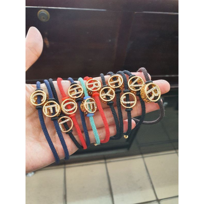 Gelang tali xuping huruf xuping abjad lapis emas 18K