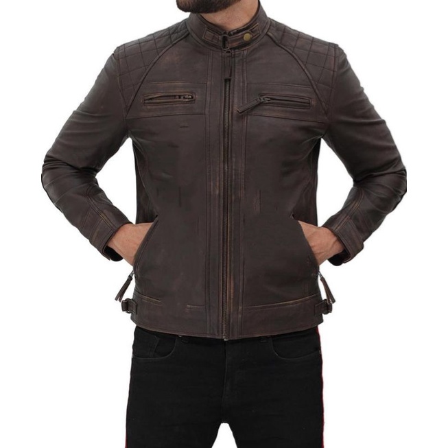 JAKET KULIT PRIA ASLI DOMBA ORIGINAL - COKLAT TUA