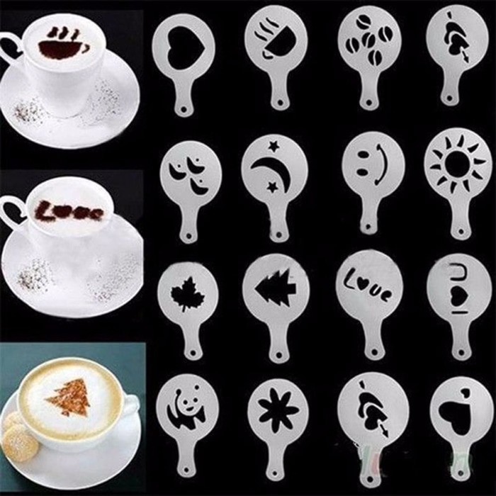 Coffee Art Stencil - Stensil Dekorasi Busa Kopi (16pcs)