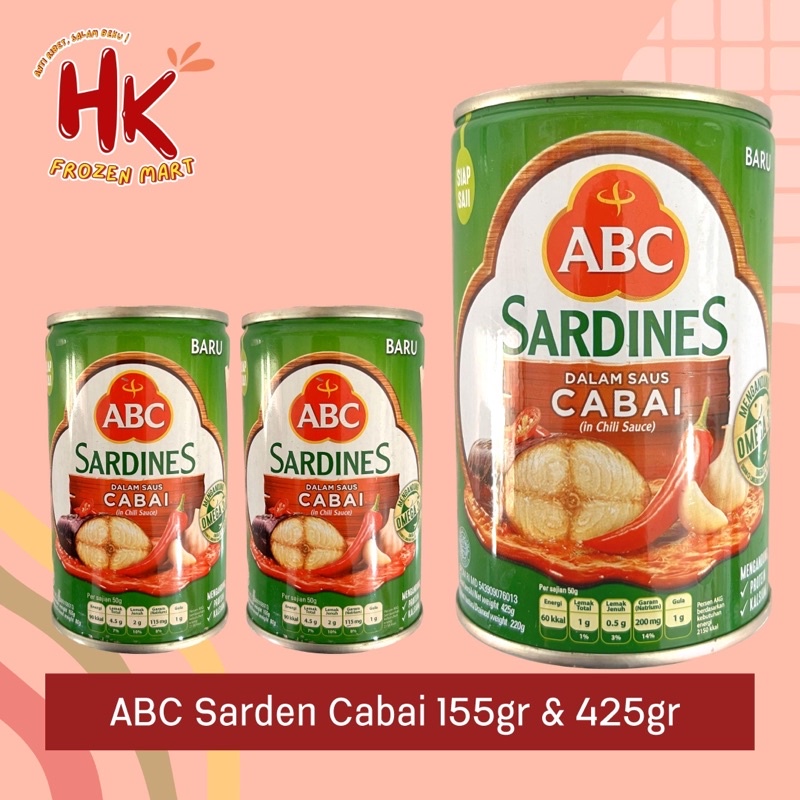 

ABC Sarden Cabai 155gr & 425gr (ikan kaleng botan chili pedas HK Frozen Mart)