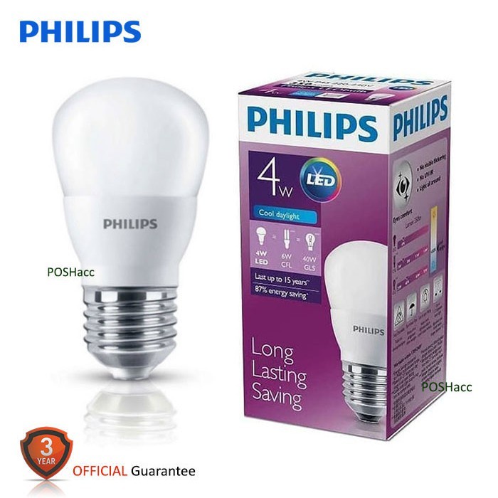 Lampu Bohlam LED Philips 4Watt, 4W, 4 Watt, 4 W Bulb