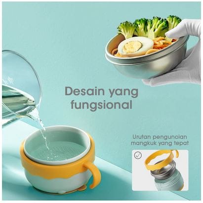 Babycare Water Heating Cooling Bowl Set 5in1(2007105) - Mangkok Makan Stainles