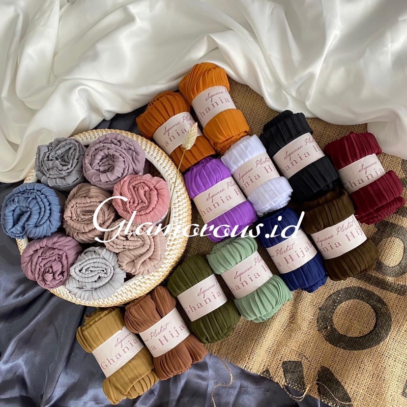 Hijab Segiempat Plisket / Kerudung Bella Plisket Polycotton / Jillbab Bella Plisket