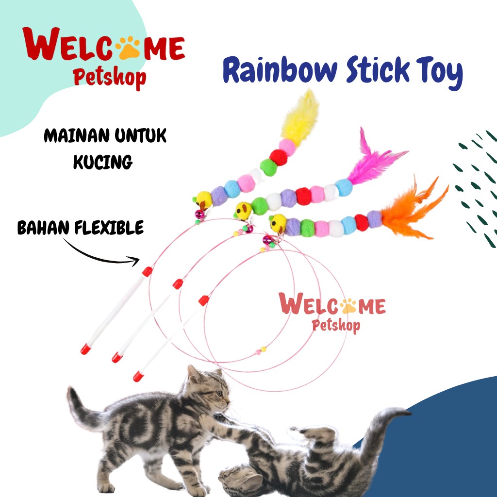 Rainbow Stick Toy / Mainan Kucing Tongkat / Chaser Cat Toy