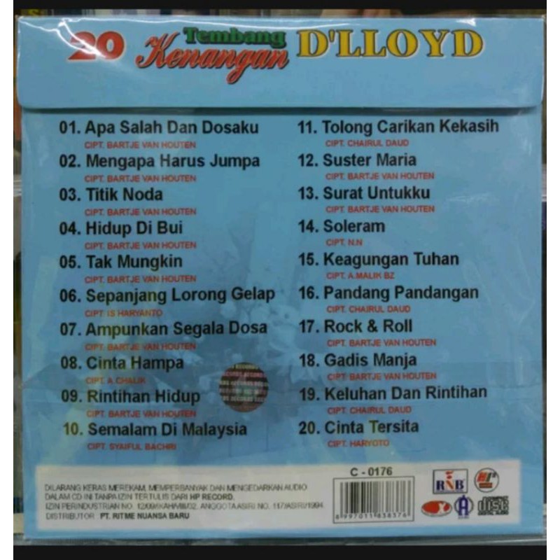 VCD Original 20 TEMBANG KENANGAN D LLOYD