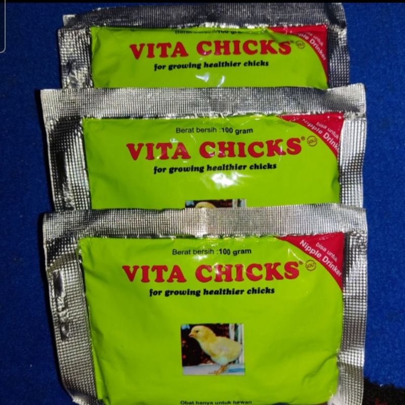 3bks vita chicks 100gram =300gram vitamin vita chick 250 gr + 50 gr ayam burung vitachicks cegah sakit nafsu makan asli medion