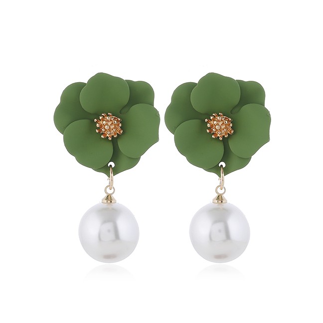 LRC Anting Tusuk Fashion Flower Pearl Alloy Irregular Earrings A6099X