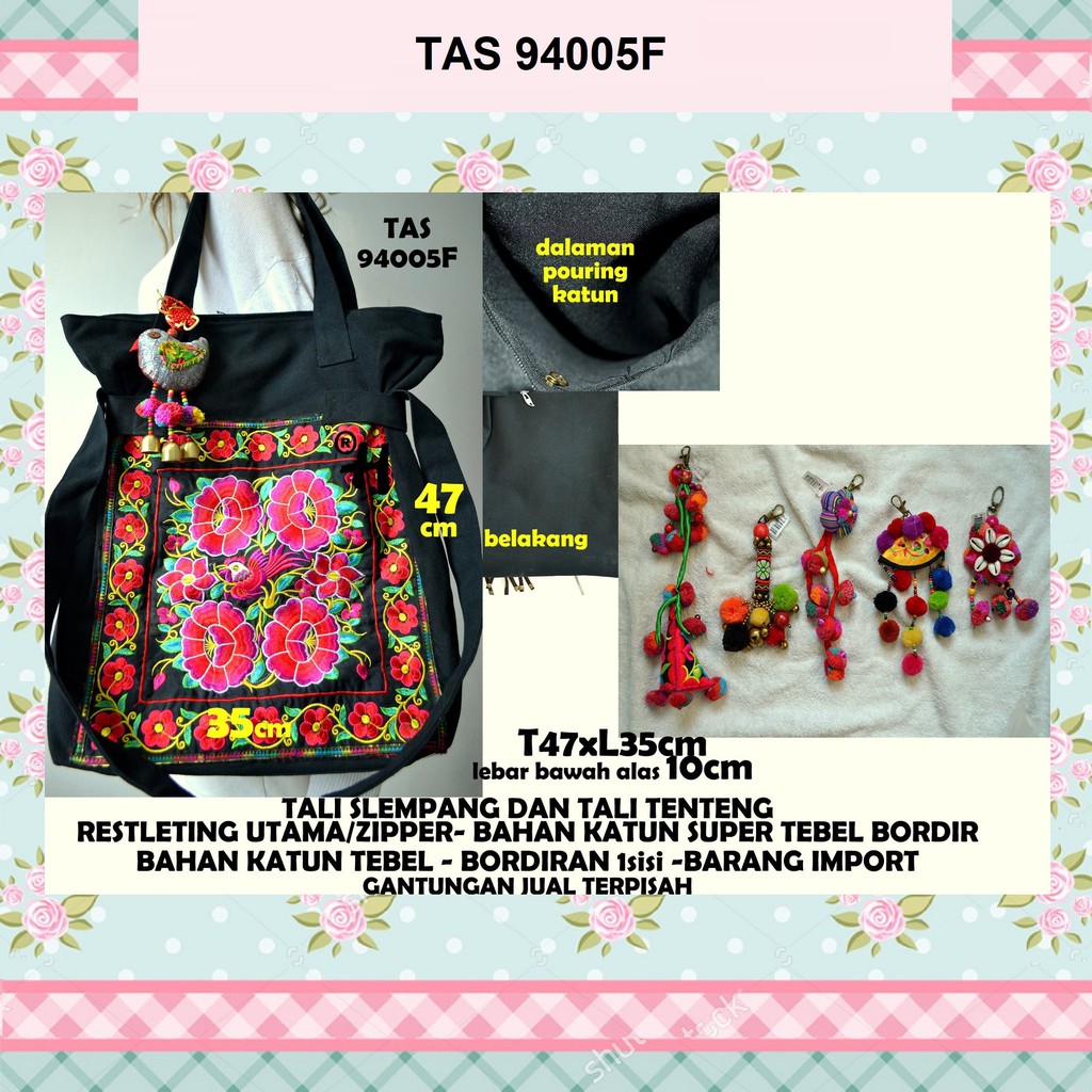 Tas Bordir Thailand, Tas Selempang Import Wanita Bangkok Thailand