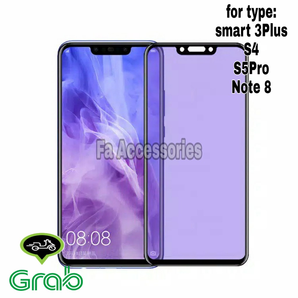 FA Tempered Glass Bluray Anti Blue Light Full 10D 99D infinix 3 3plus s4 s5 s5pro note 8 plus pro