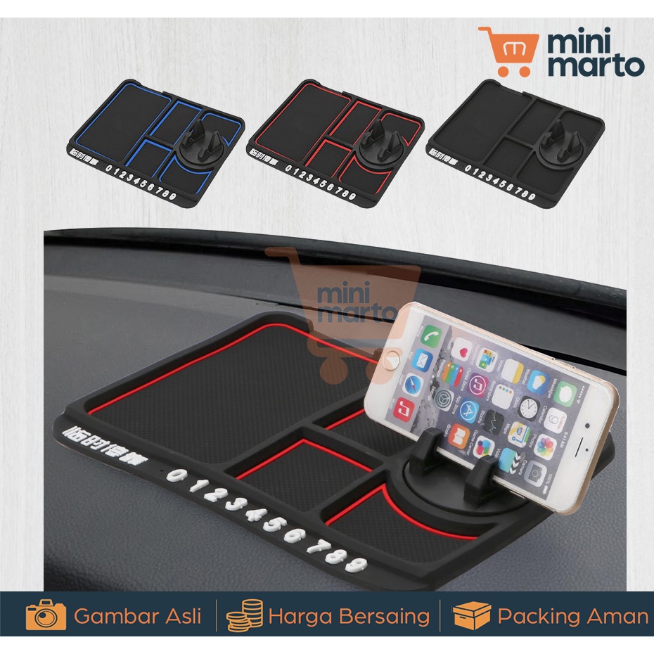 3 In 1 Alas Dashboard Mobil Anti Slip Holder Hp Di Mobil Holder Dashboard Universal Mat Alas Dashboard - Minimarto