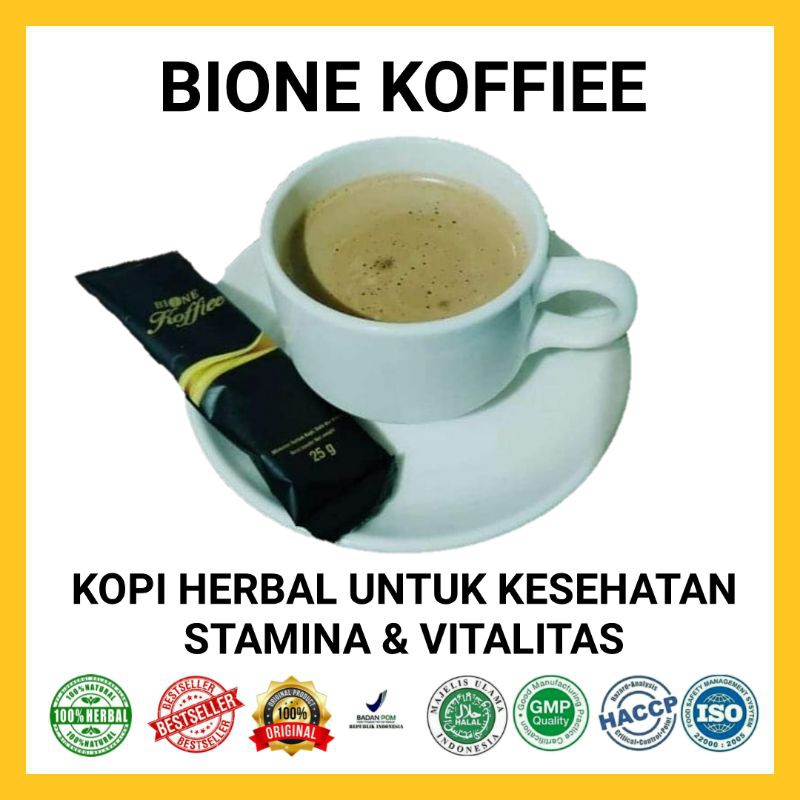 

[1 SACHET] BIONE KOFFIEE KOPI HERBAL UNTUK KESEHATAN STAMINA & VITALITAS PRIA WANITA