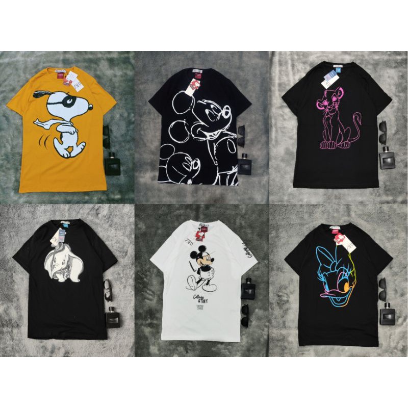 Kaos Tshirt Zara x Disney Lengan Pendek Unisex Pria Wanita