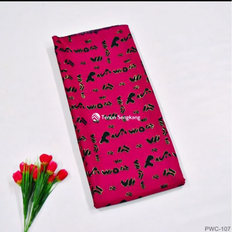Kain Batik Lontara Bugis Makassar Halus Pink - Tenun Sengkang PWC-107 (Harga per 0,5 Meter)