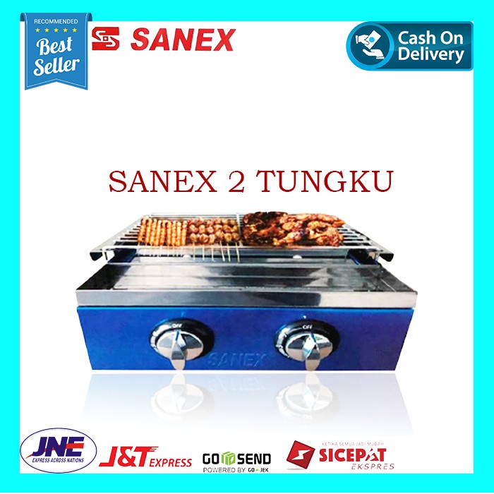 SANEX Kompor Gas Panggang 2 Tungku Gas Stove Grill + BBQ SN-KP02