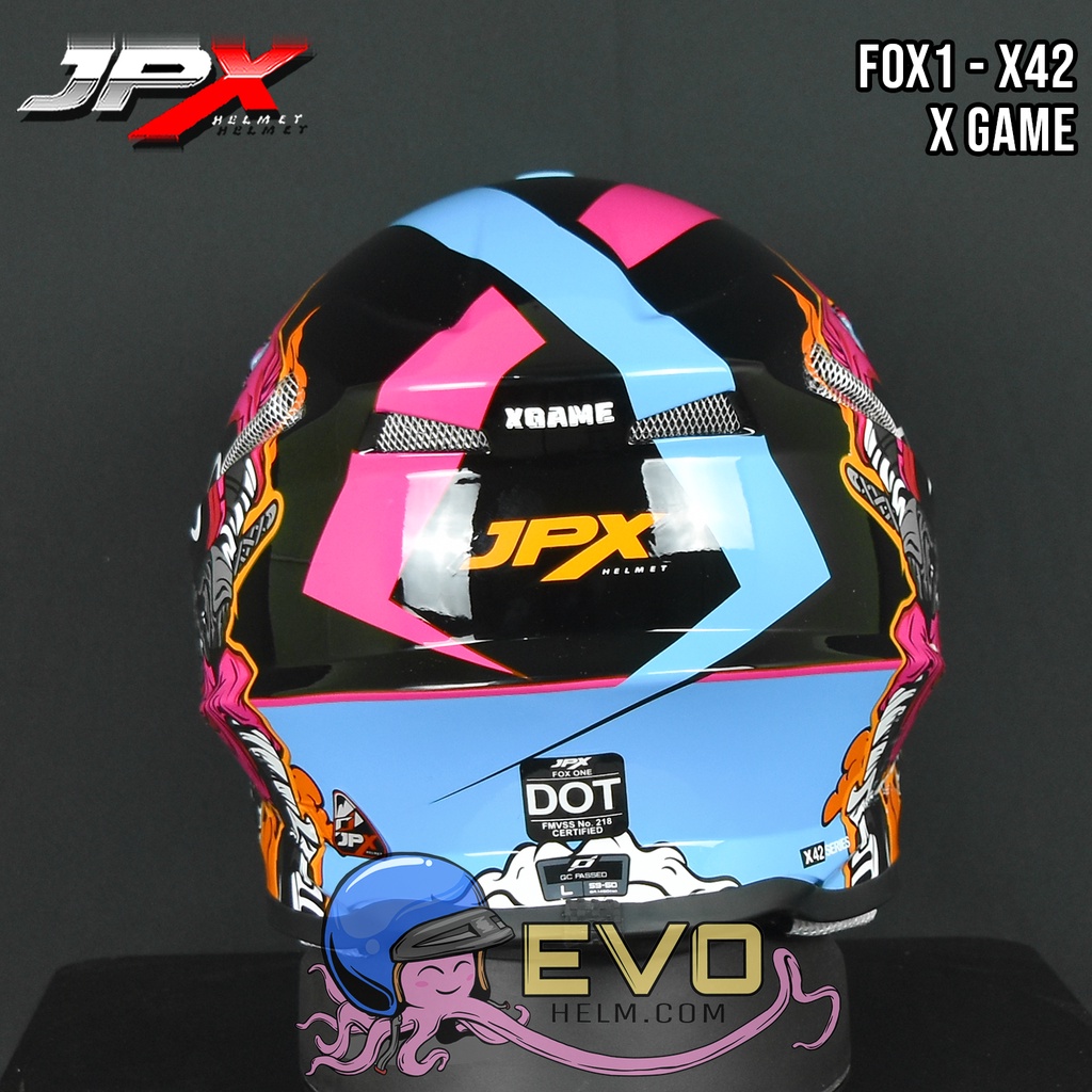 HELM JPX X42 SUPERBLACK CROSS_FOX1 + GOOGLE SNAIL (ONGKIR 2 KG) HELM JPX X42 X-GAME HELM CROSS