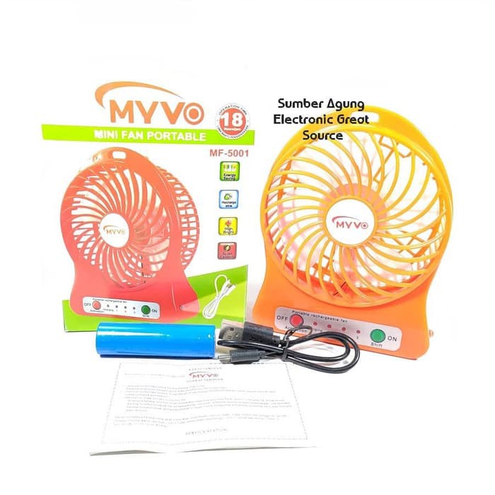 Mini Fan Portable MYVO MF5001 Charge Cas Angin Kencang